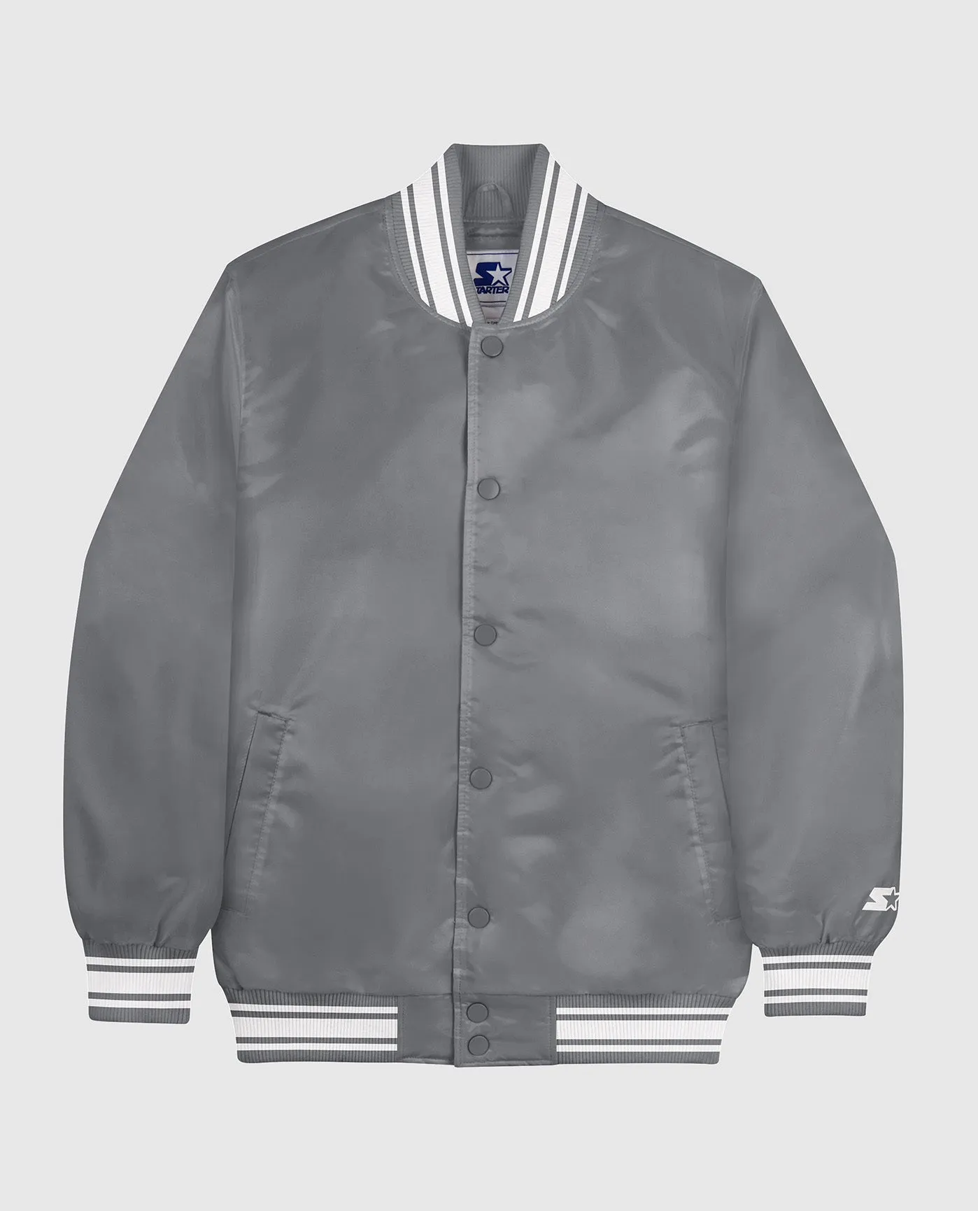 Starter Locker Room Full-Snap Satin Jacket Heather Grey sold by Starter