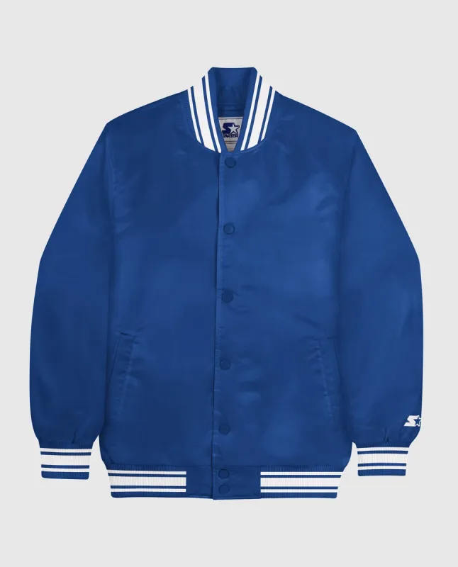 Starter Locker Room Full-Snap Satin Jacket Royal Blue made by Starter