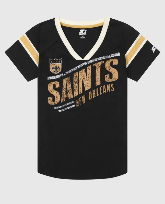 Women's New Orleans Saints Perfect Game V-Neck Shirt made by Starter