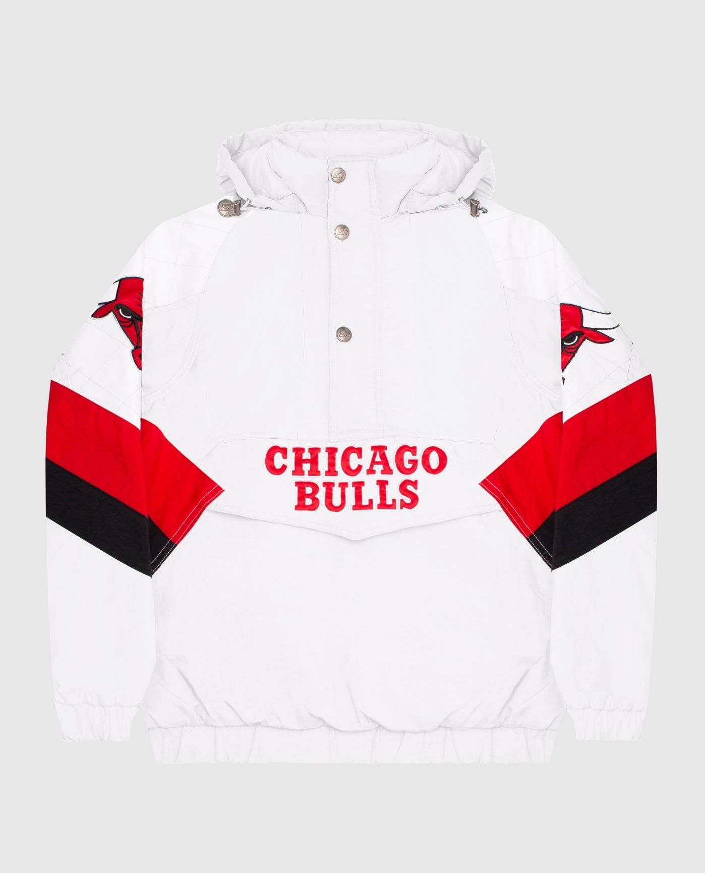 Chicago Bulls Hooded Nylon Half-Zip Jacket sold by Starter