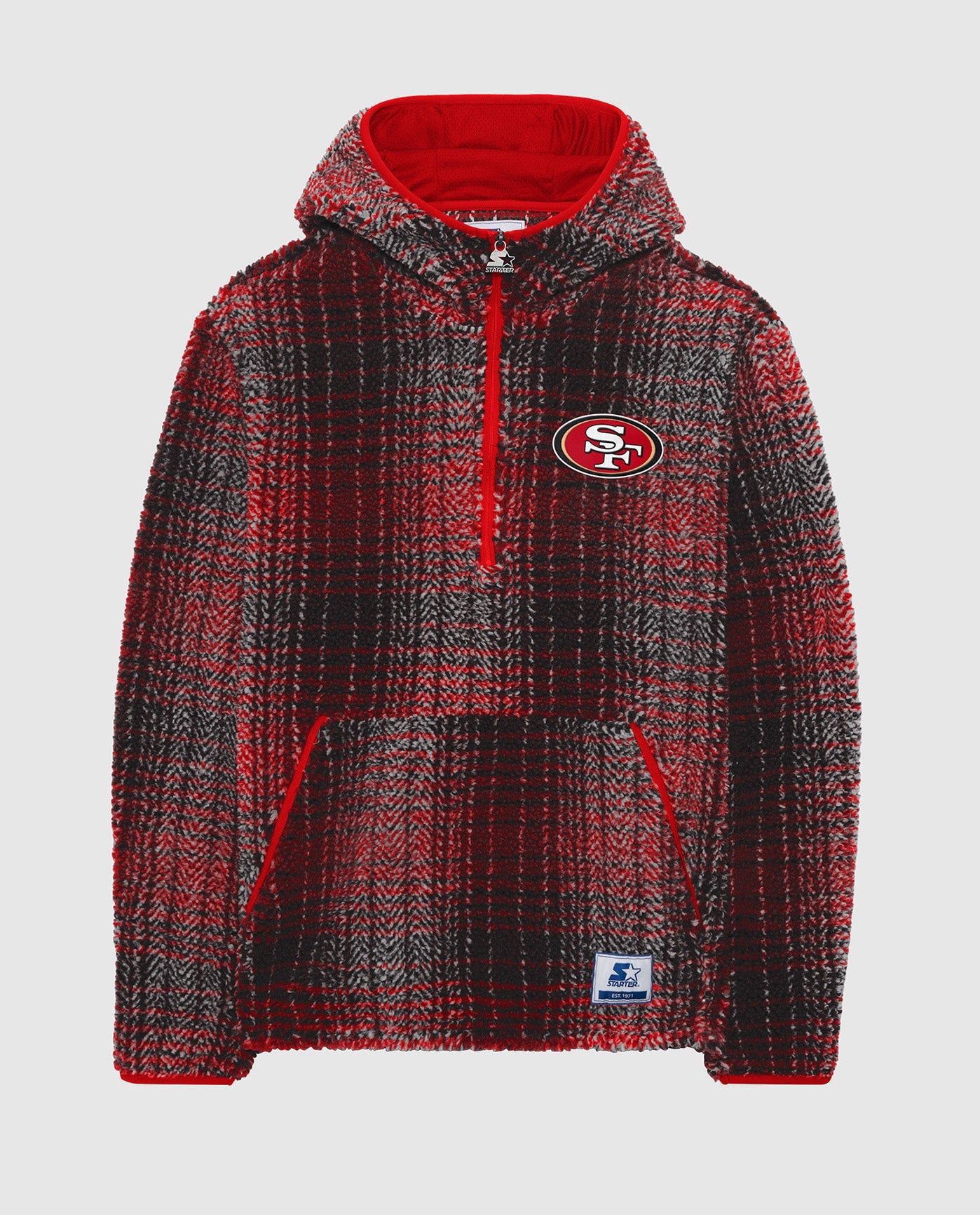 San Francisco 49ers Gus Plaid Sherpa Pullover Jacket sold by Starter