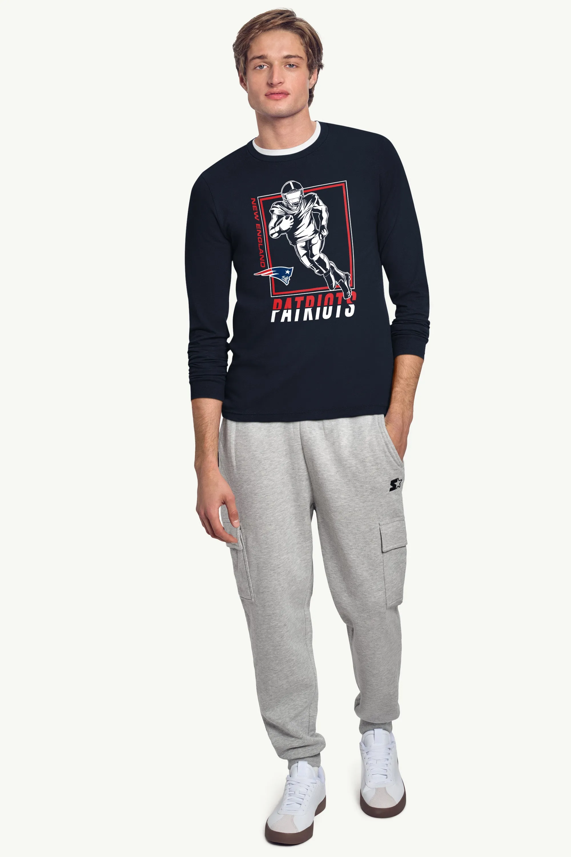 MENS NEW ENGLAND PATRIOTS PLAYER GRID LONG SLEEVE T SHIRT sold by Starter product image thumbnail 3