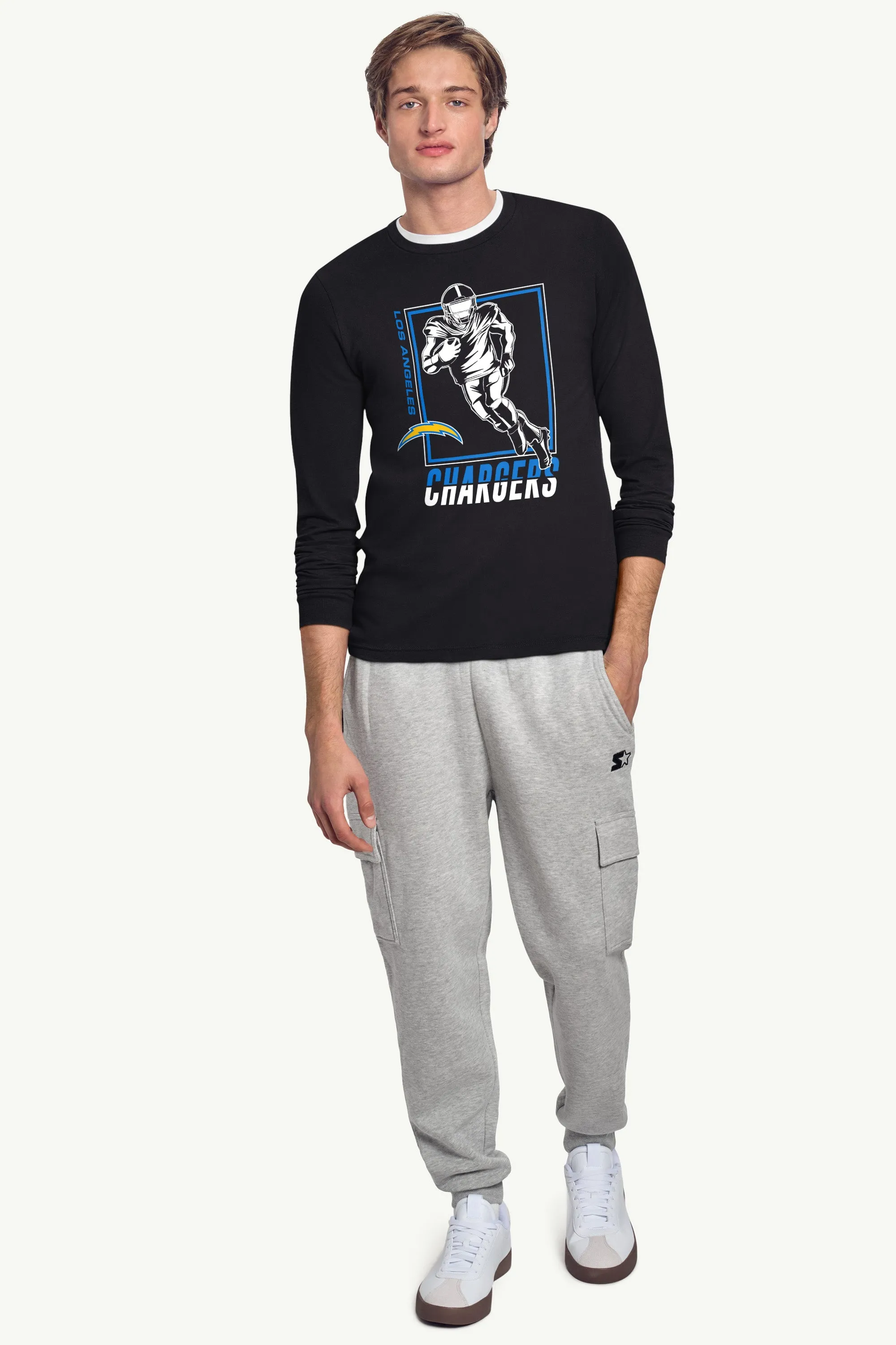 MENS LOS ANGELES CHARGERS PLAYER GRID TEAM LONG SLEEVE T SHIRT sold by Starter product image thumbnail 3