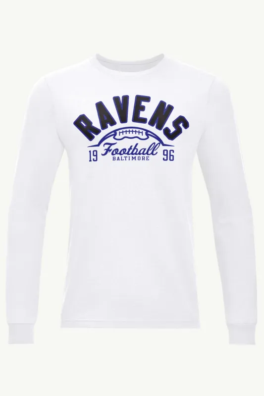 MENS BALTIMORE RAVENS HALF BALL LONG SLEEVE T SHIRT made by Starter