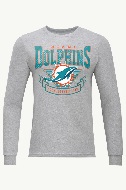 MENS MIAMI DOLPHINS 80's INSPIRED LONG SLEEVE T SHIRT made by Starter