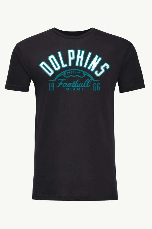 MENS MIAMI DOLPHINS HALF BALL T SHIRT made by Starter