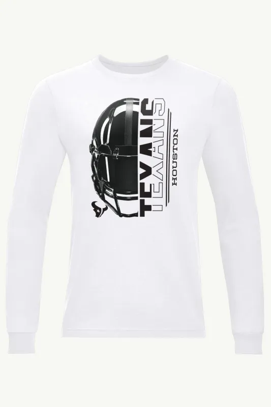 MENS HOUSTON TEXANS HALF HELMET LONG SLEEVE T SHIRT made by Starter
