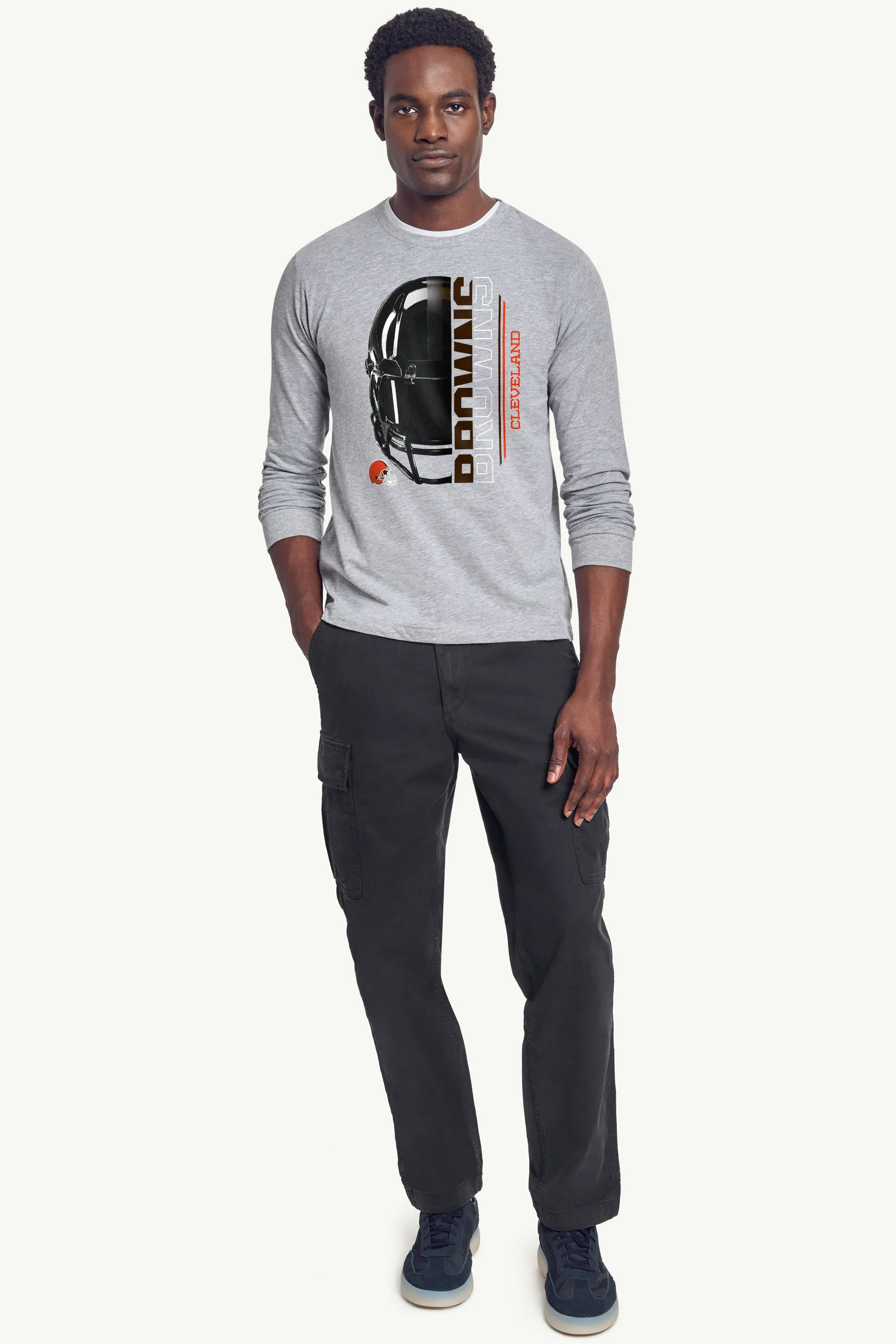 MENS CLEVELAND BROWNS HALF HELMET LONG SLEEVE T SHIRT sold by Starter product image thumbnail 3