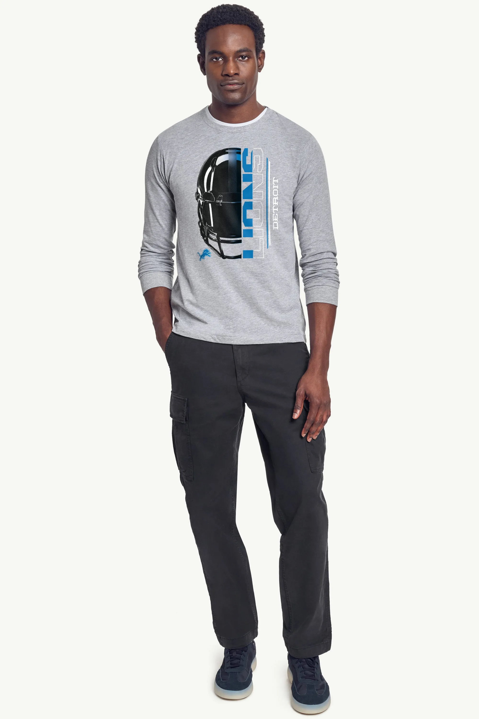 MENS DETROIT LIONS HALF HELMET LONG SLEEVE T SHIRT sold by Starter product image thumbnail 3