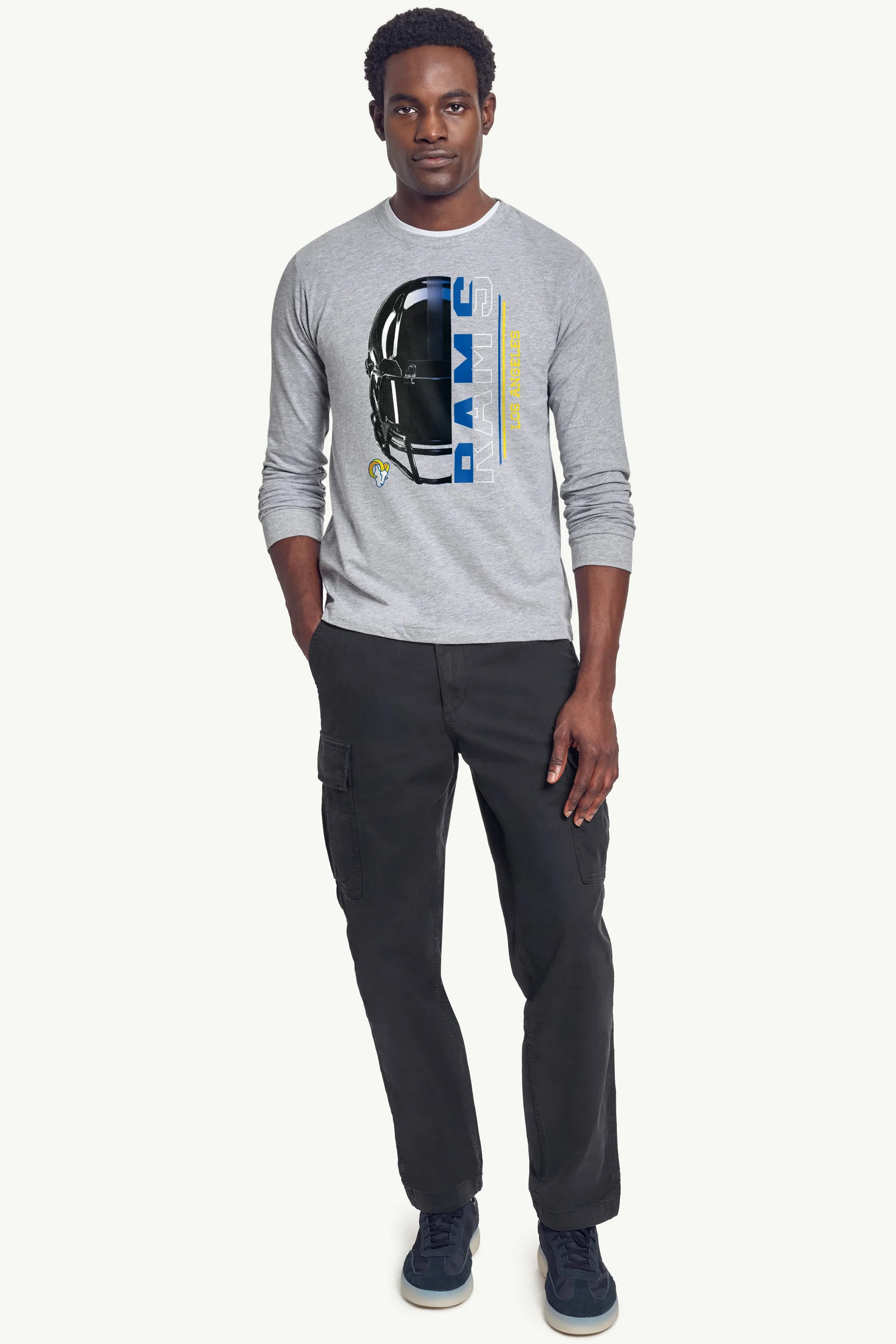 MENS LOS ANGELES RAMS HALF HELMET LONG SLEEVE T SHIRT sold by Starter product image thumbnail 3