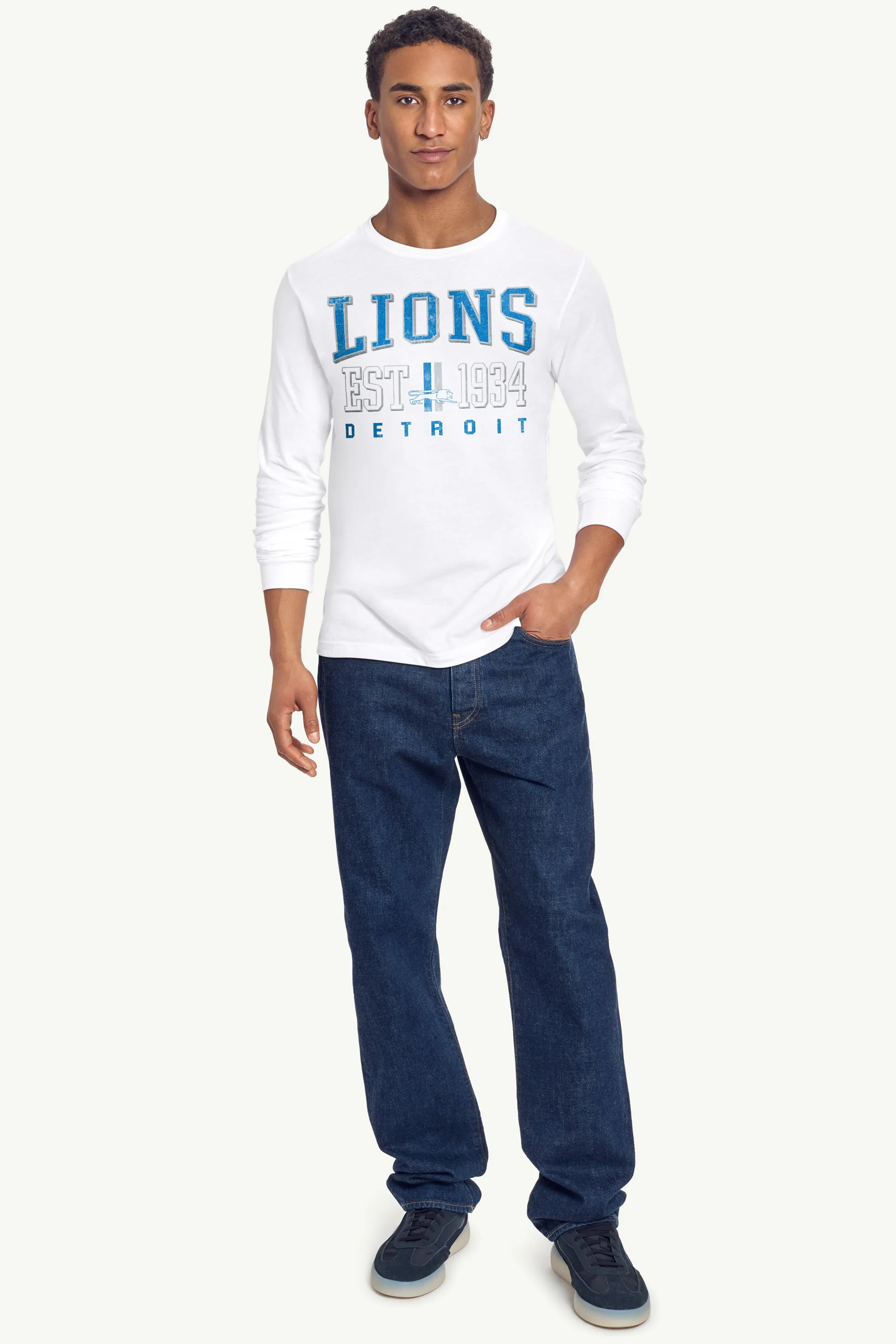 MENS DETROIT LIONS RETRO LONG SLEEVE T SHIRT sold by Starter product image thumbnail 3