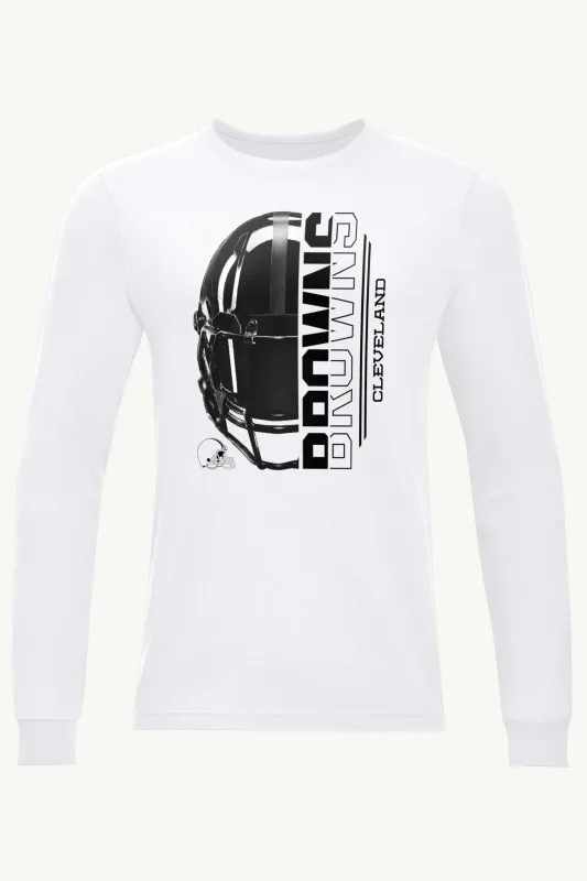 MENS CLEVELAND BROWNS HALF HELMET LONG SLEEVE T SHIRT made by Starter
