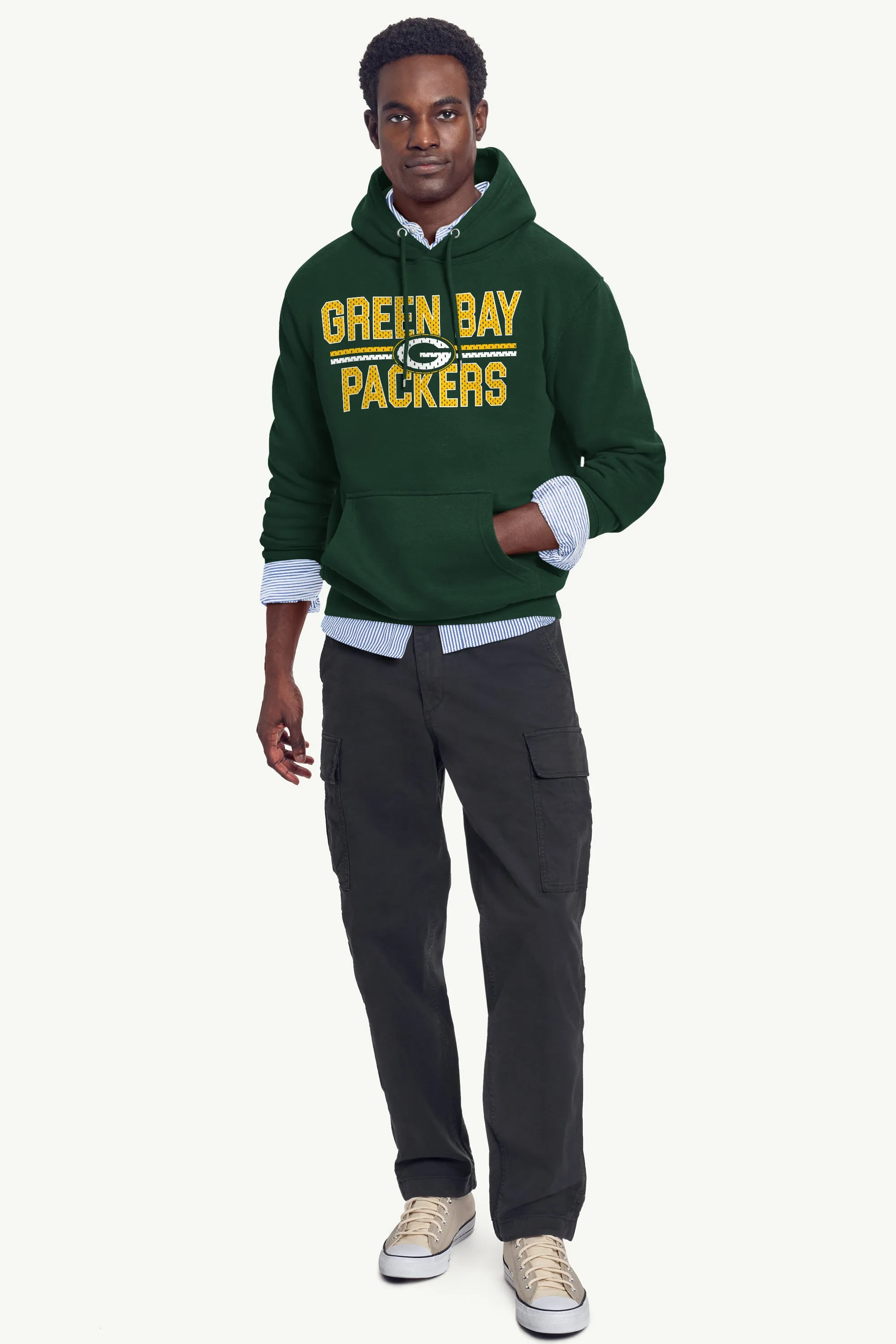 MENS GREEN BAY PACKERS MESH LOOK HOODIE sold by Starter product image thumbnail 3