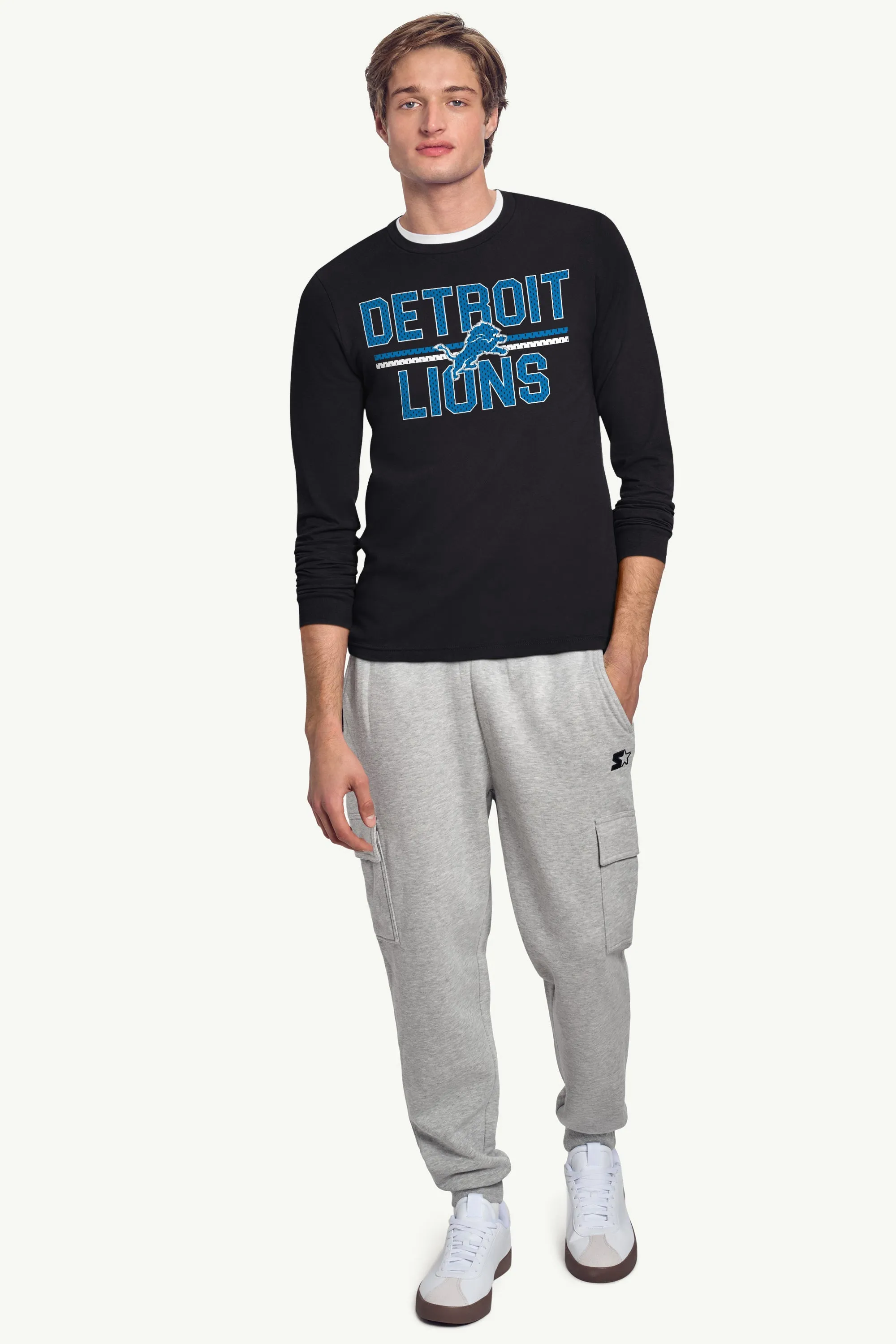 MENS DETROIT LIONS MESH LOOK LONG SLEEVE T SHIRT sold by Starter product image thumbnail 3
