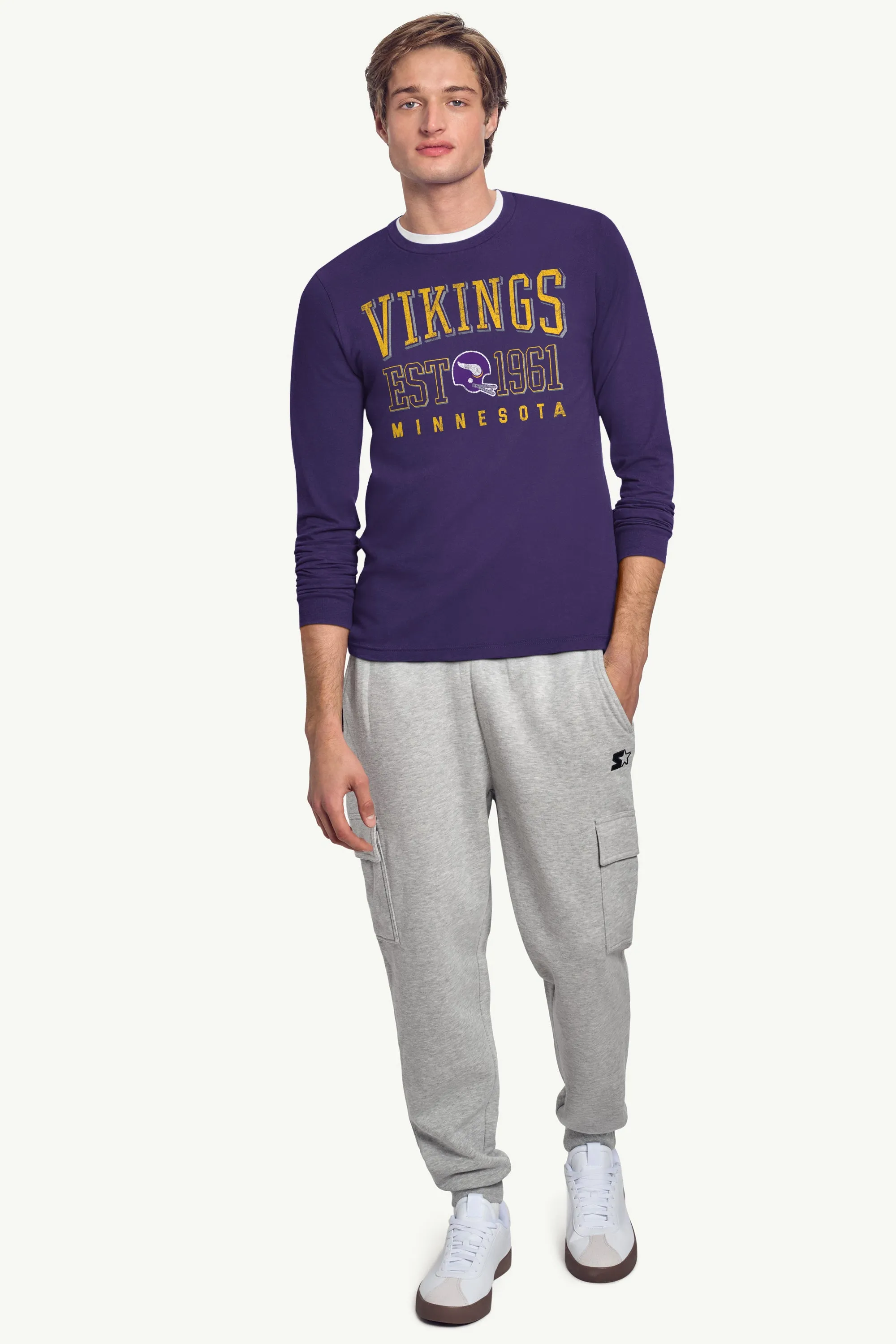 MENS MINNESOTA VIKINGS RETRO LONG SLEEVE T SHIRT sold by Starter product image thumbnail 2