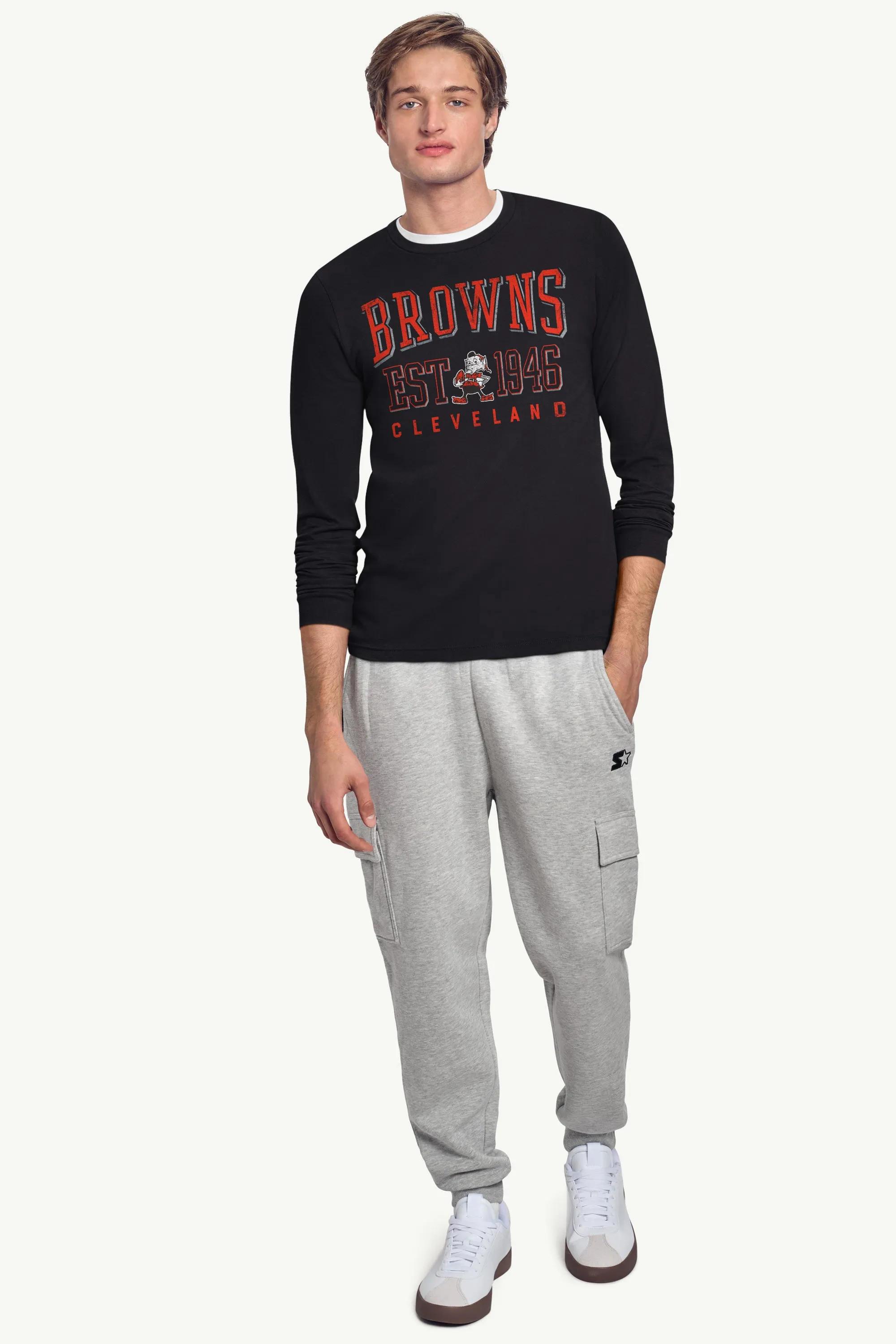 MENS CLEVELAND BROWNS RETRO LONG SLEEVE T SHIRT sold by Starter product image thumbnail 2