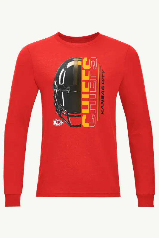 MENS KANSAS CITY CHIEFS HALF HELMET LONG SLEEVE T SHIRT sold by Starter