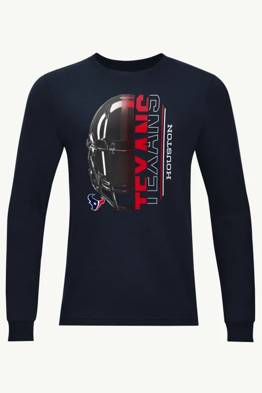 MENS HOUSTON TEXANS HALF HELMET LONG SLEEVE T SHIRT made by Starter