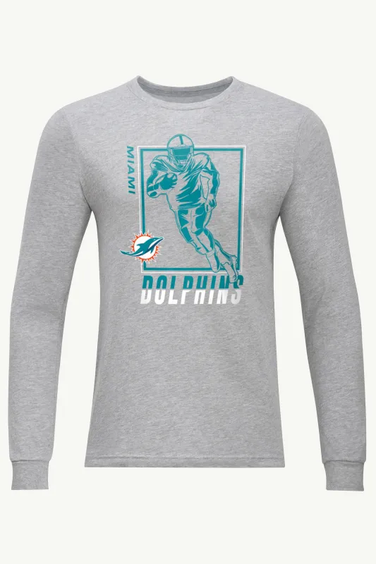 MENS MIAMI DOLPHINS PLAYER GRID LONG SLEEVE T SHIRT made by Starter