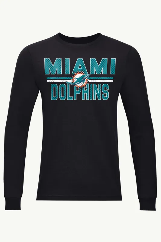 MENS MIAMI DOLPHINS MESH LOOK LONG SLEEVE T SHIRT made by Starter