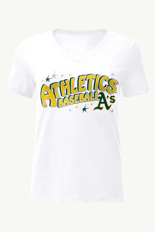 WOMENS OAKLAND ATHLETICS FIREWORKS V NECK T SHIRT sold by Starter