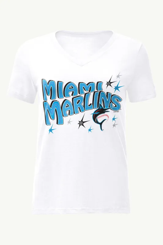 WOMENS MIAMI MARLINS FIREWORKS V NECK T SHIRT sold by Starter