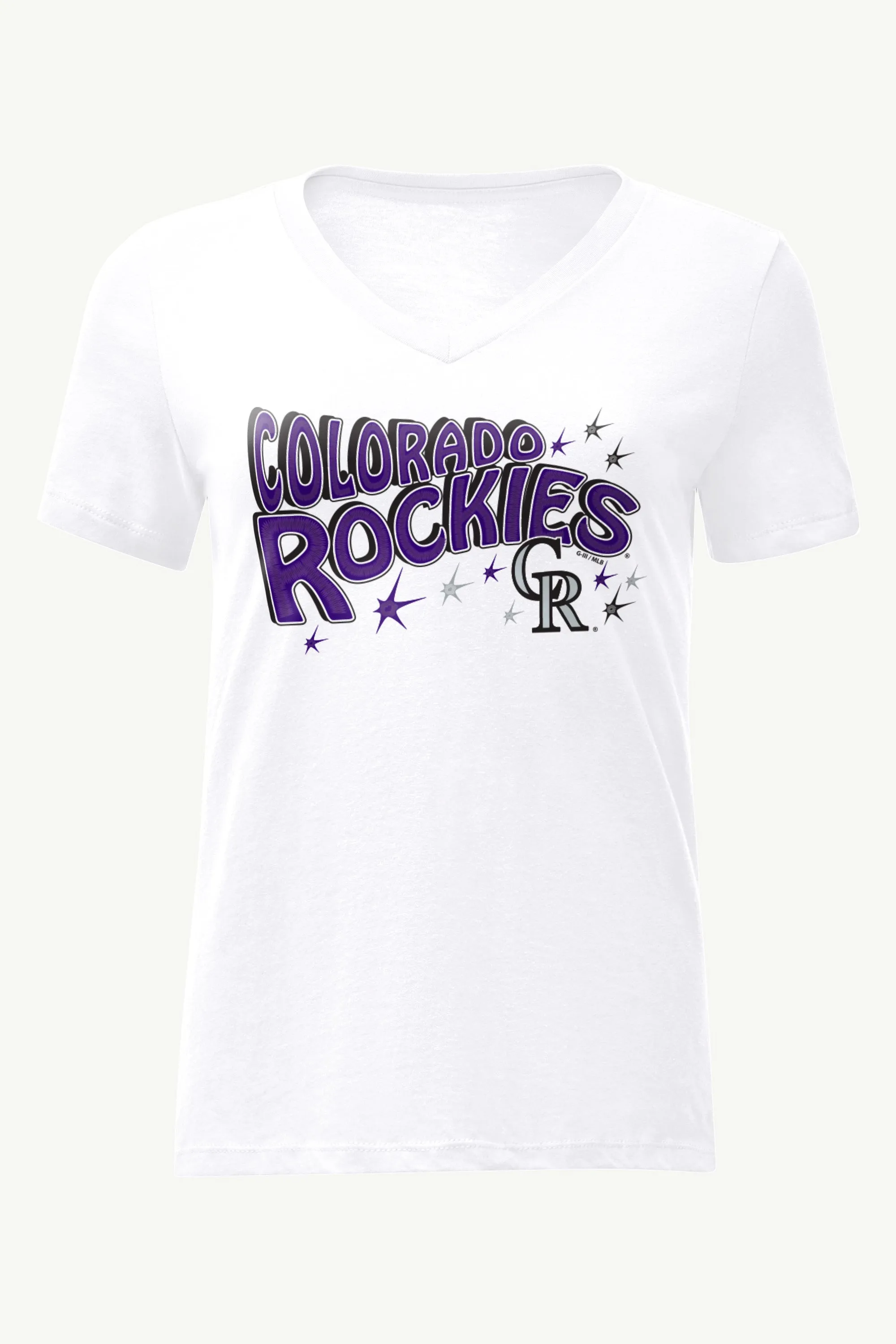WOMENS COLORADO ROCKIES FIREWORKS V NECK T SHIRT sold by Starter
