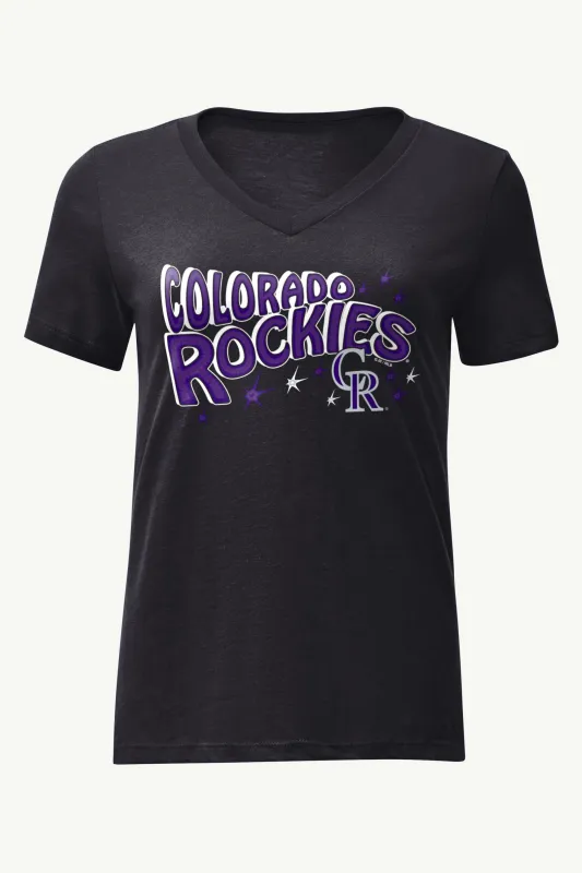 WOMENS COLORADO ROCKIES FIREWORKS V NECK T SHIRT sold by Starter
