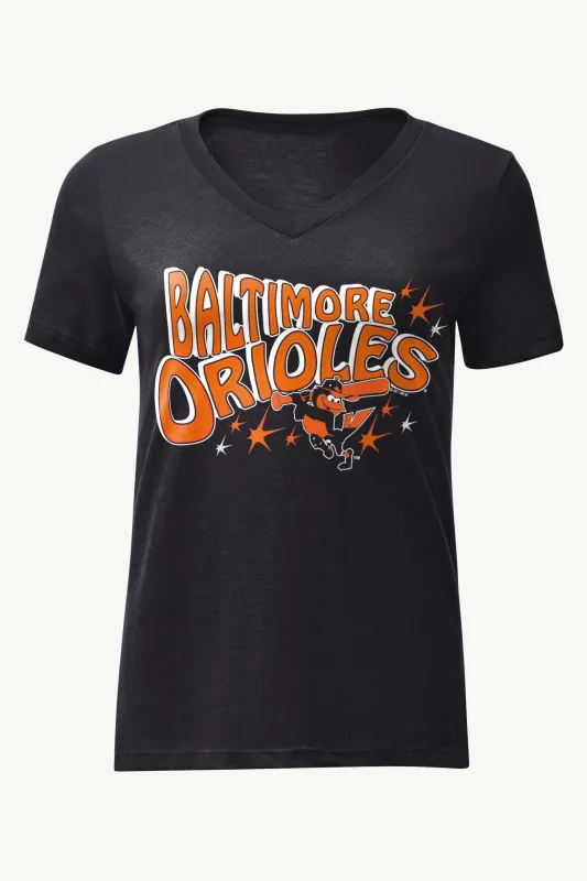 WOMENS BALTIMORE ORIOLES FIREWORKS V NECK T SHIRT sold by Starter