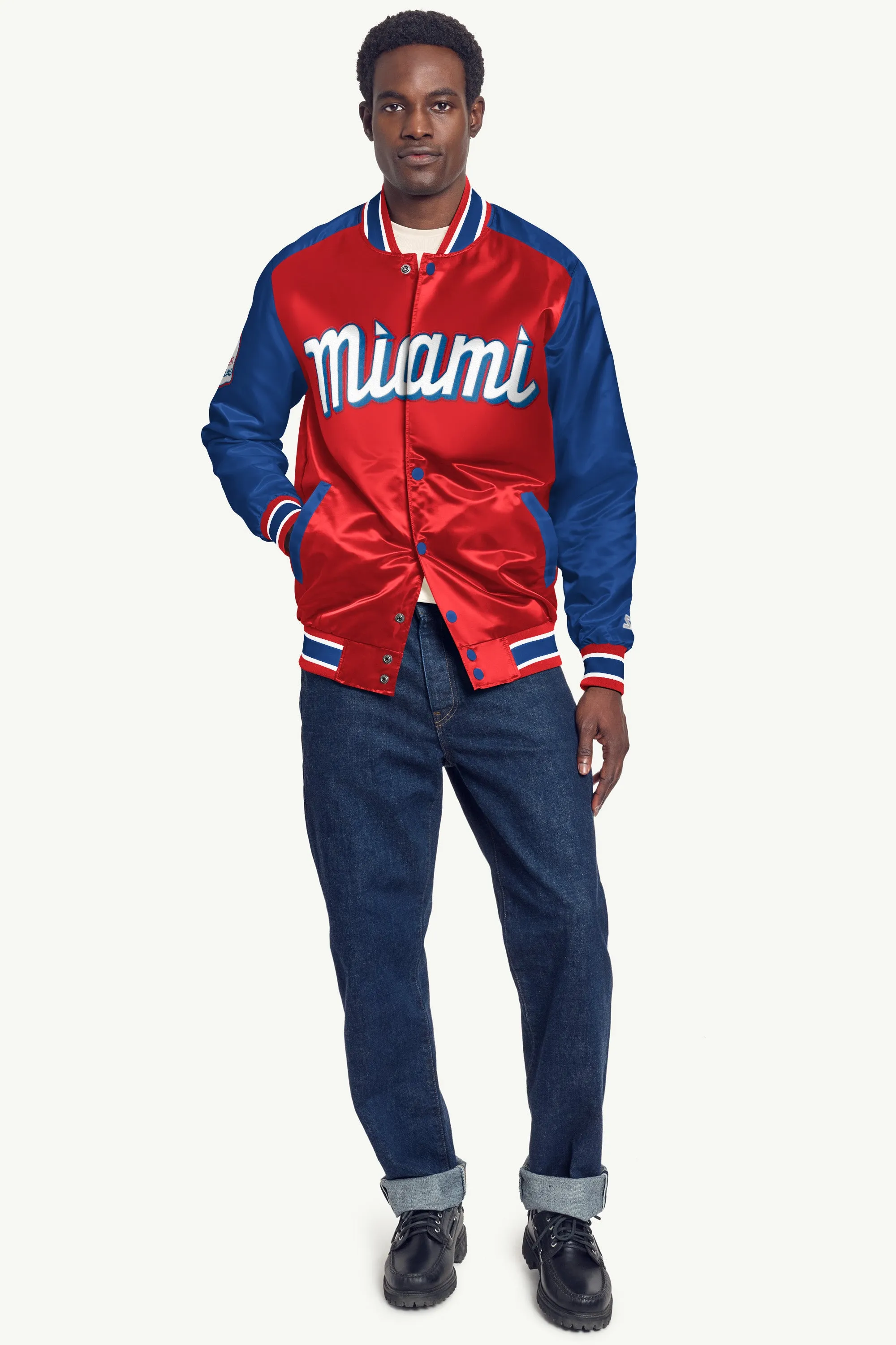MENS MIAMI MARLINS SATIN VARSITY JACKET sold by Starter product image thumbnail 3