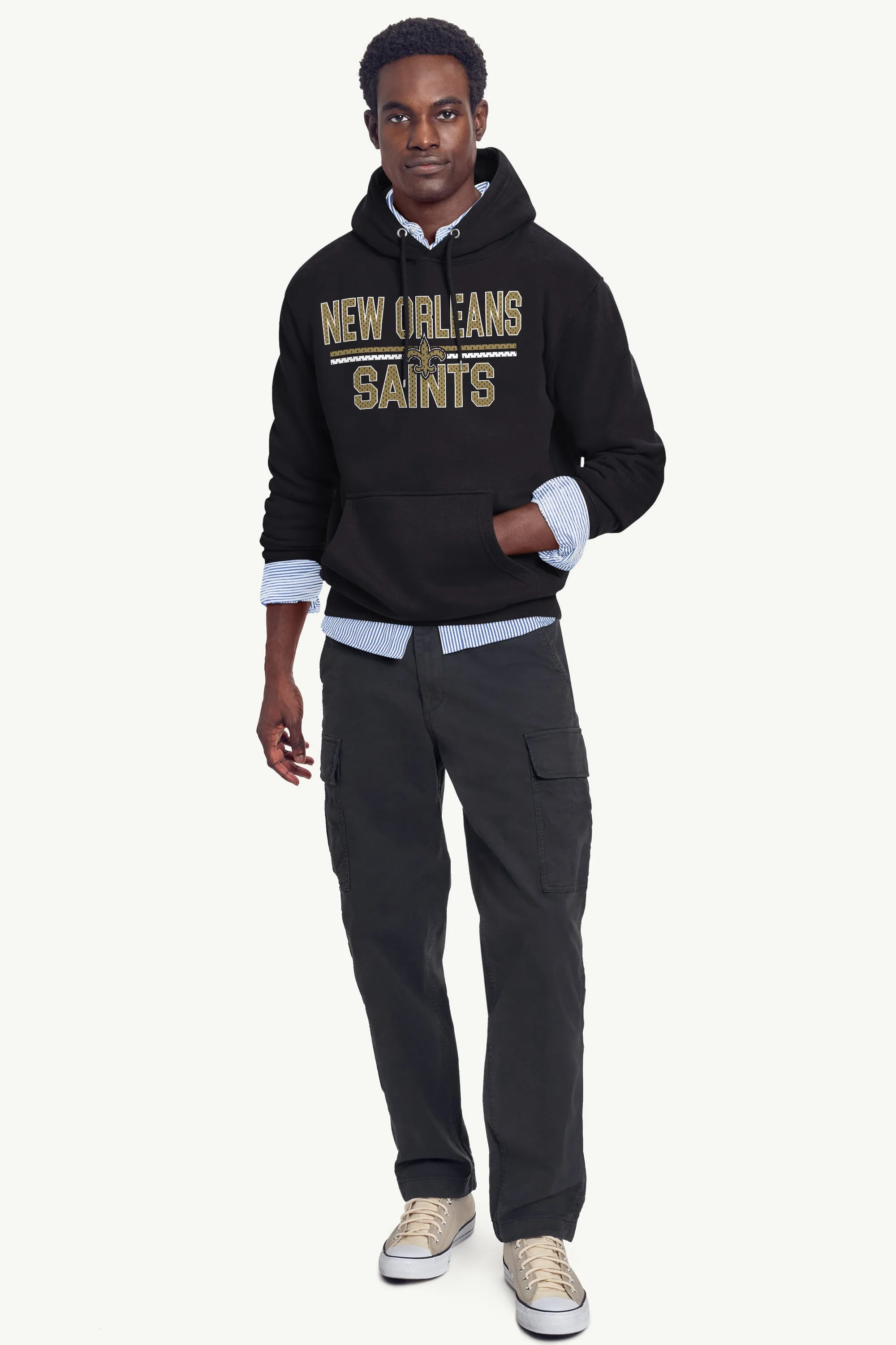 MENS NEW ORLEANS SAINTS MESH LOOK HOODIE sold by Starter product image thumbnail 2