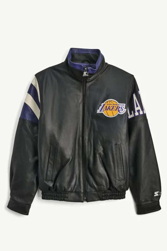MENS LOS ANGELES LAKERS FULL ZIP LEATHER JACKET sold by Starter