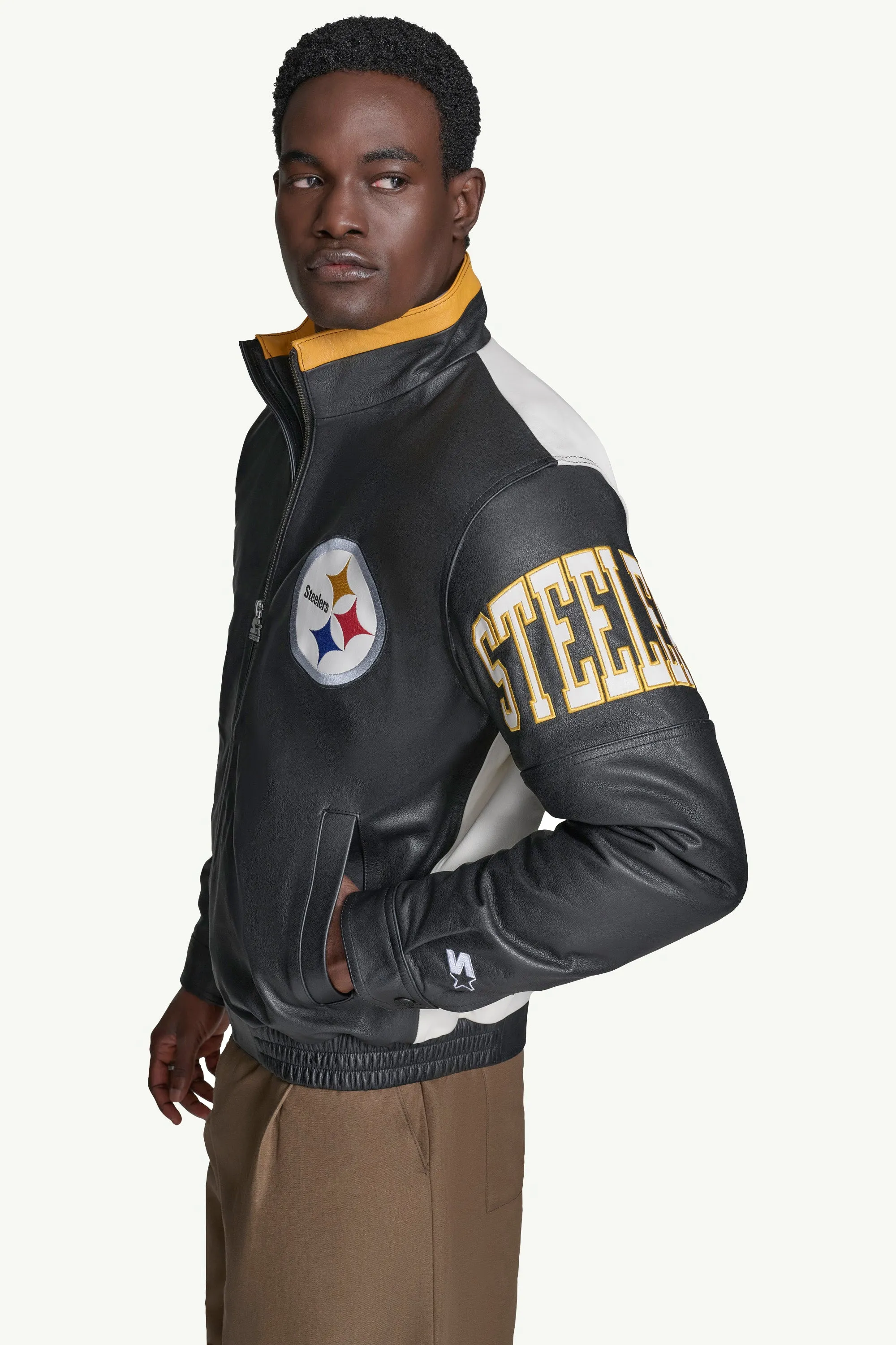 MENS PITTSBURGH STEELERS FULL ZIP LEATHER JACKET sold by Starter product image thumbnail 4