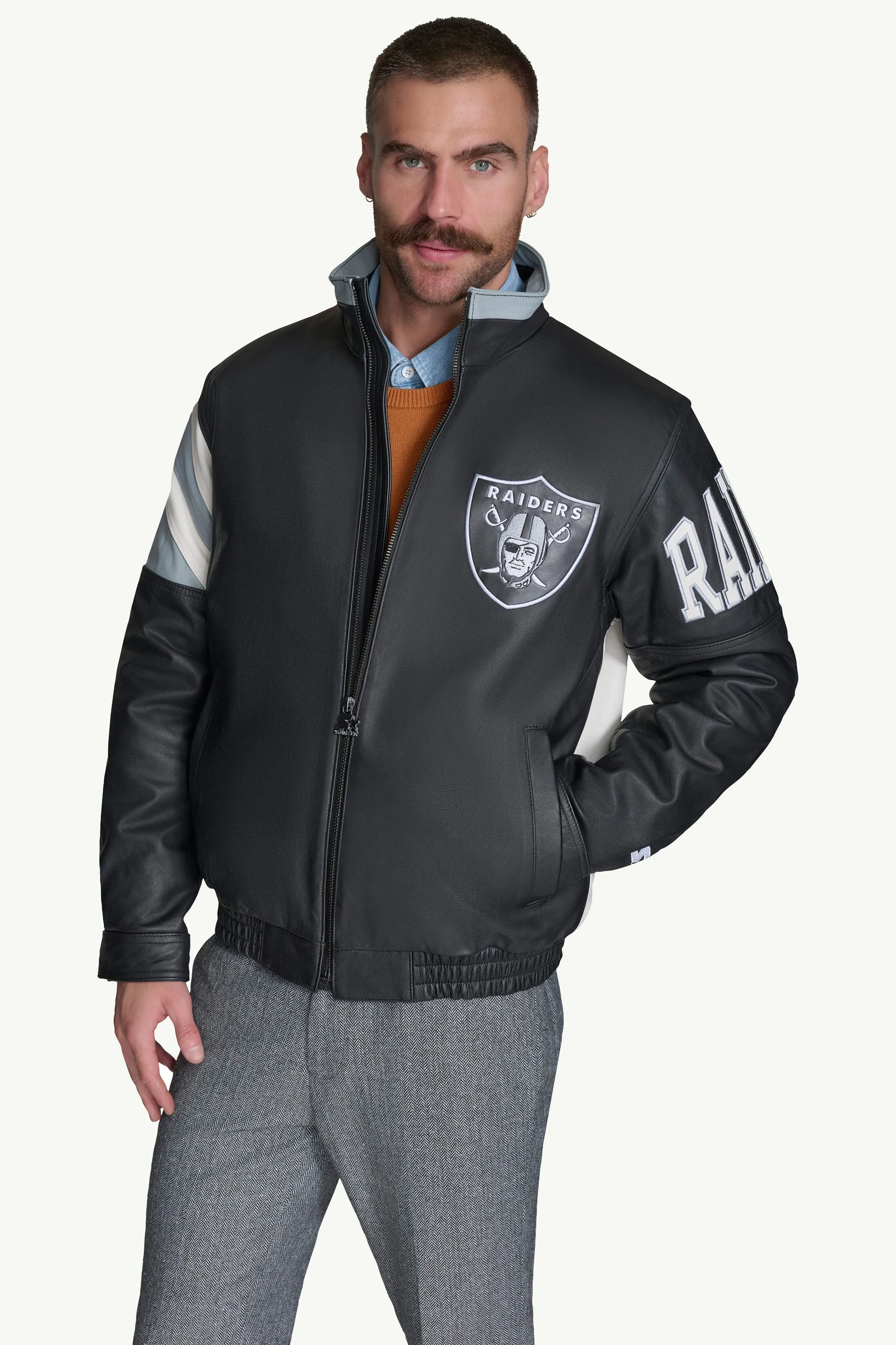 MENS LAS VEGAS RAIDERS FULL ZIP LEATHER JACKET sold by Starter