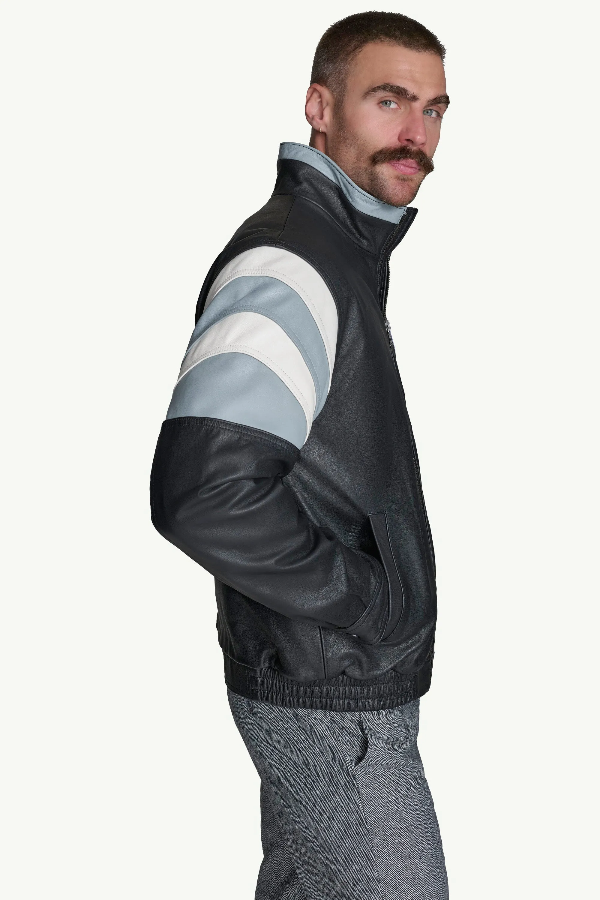 MENS LAS VEGAS RAIDERS FULL ZIP LEATHER JACKET sold by Starter product image thumbnail 4