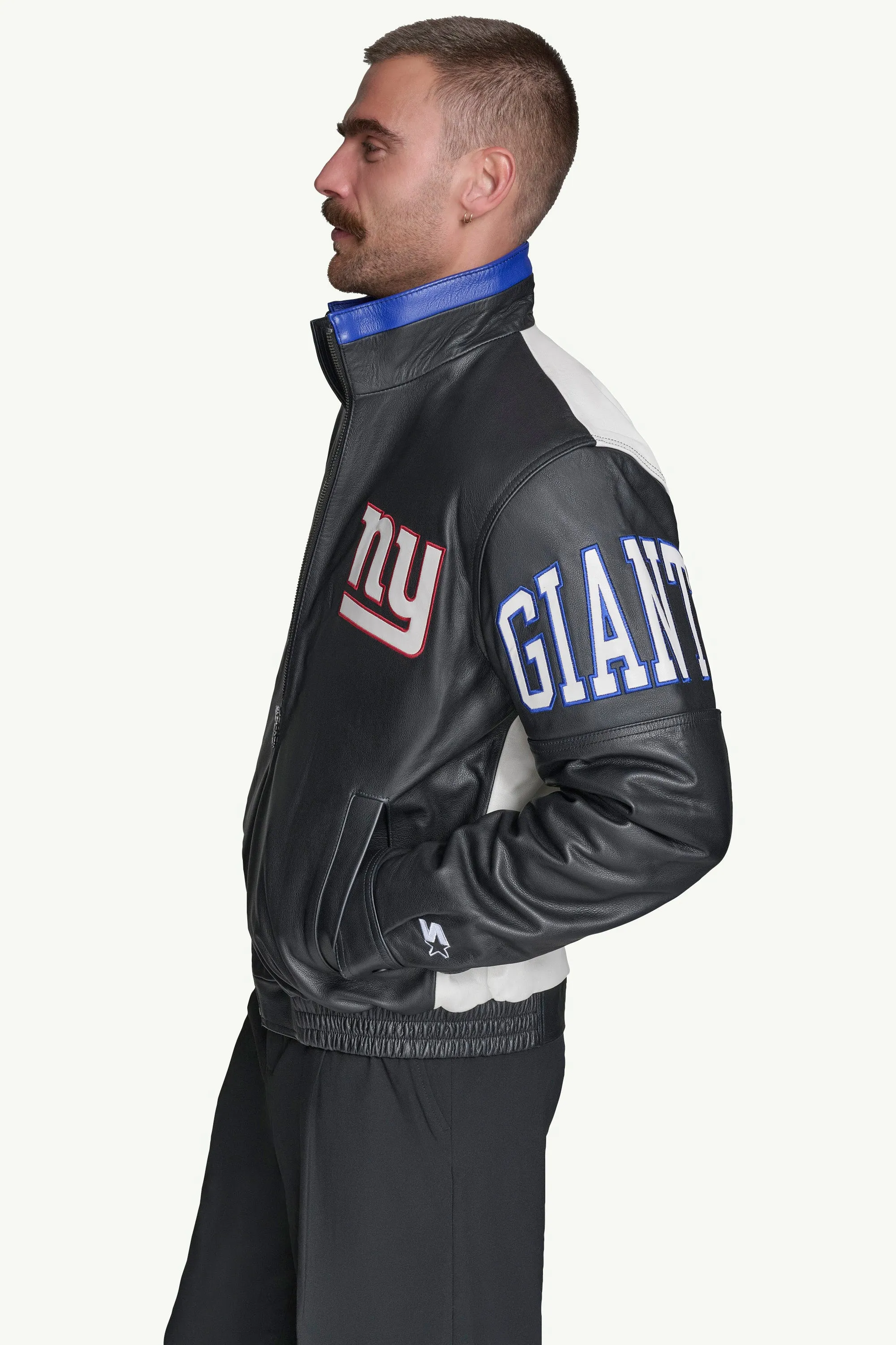 MENS NEW YORK GIANTS FULL ZIP LEATHER JACKET sold by Starter product image thumbnail 4