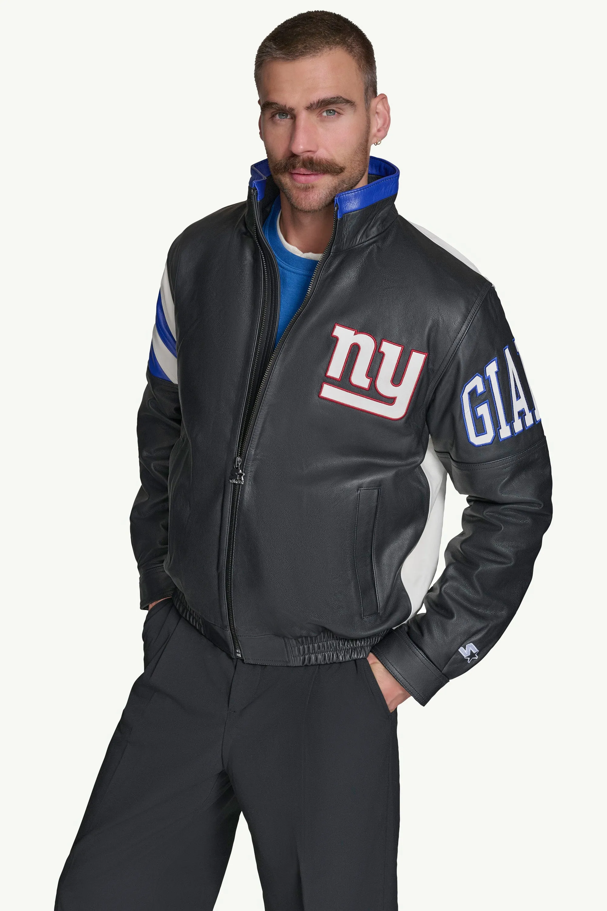 MENS NEW YORK GIANTS FULL ZIP LEATHER JACKET sold by Starter