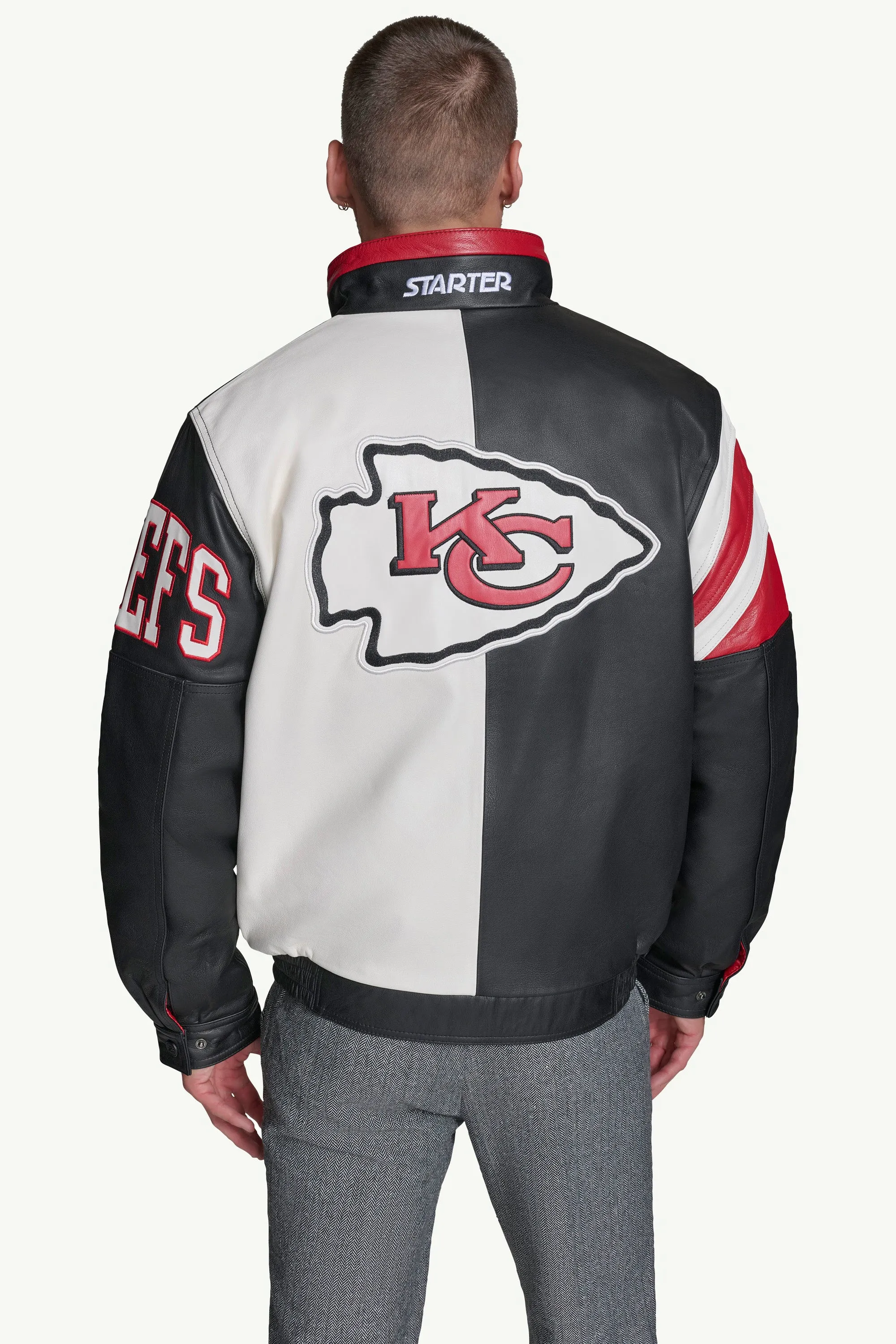 MENS KANSAS CITY CHIEFS FULL ZIP LEATHER JACKET sold by Starter product image thumbnail 2