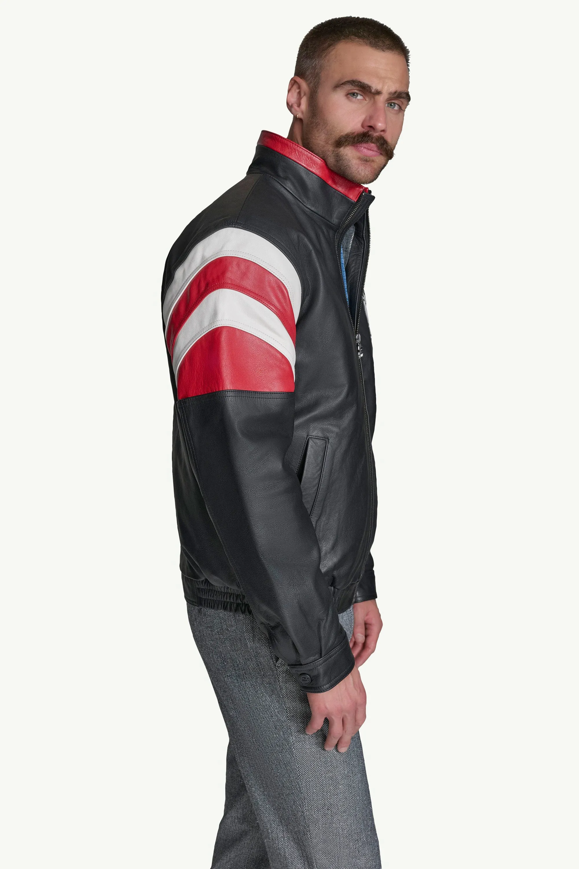 MENS KANSAS CITY CHIEFS FULL ZIP LEATHER JACKET sold by Starter product image thumbnail 5