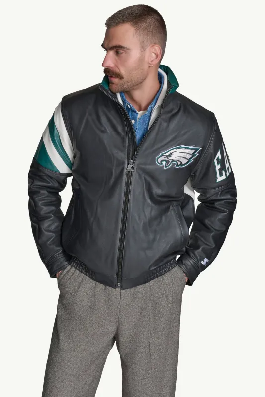 MENS PHILADELPHIA EAGLES FULL ZIP LEATHER JACKET sold by Starter