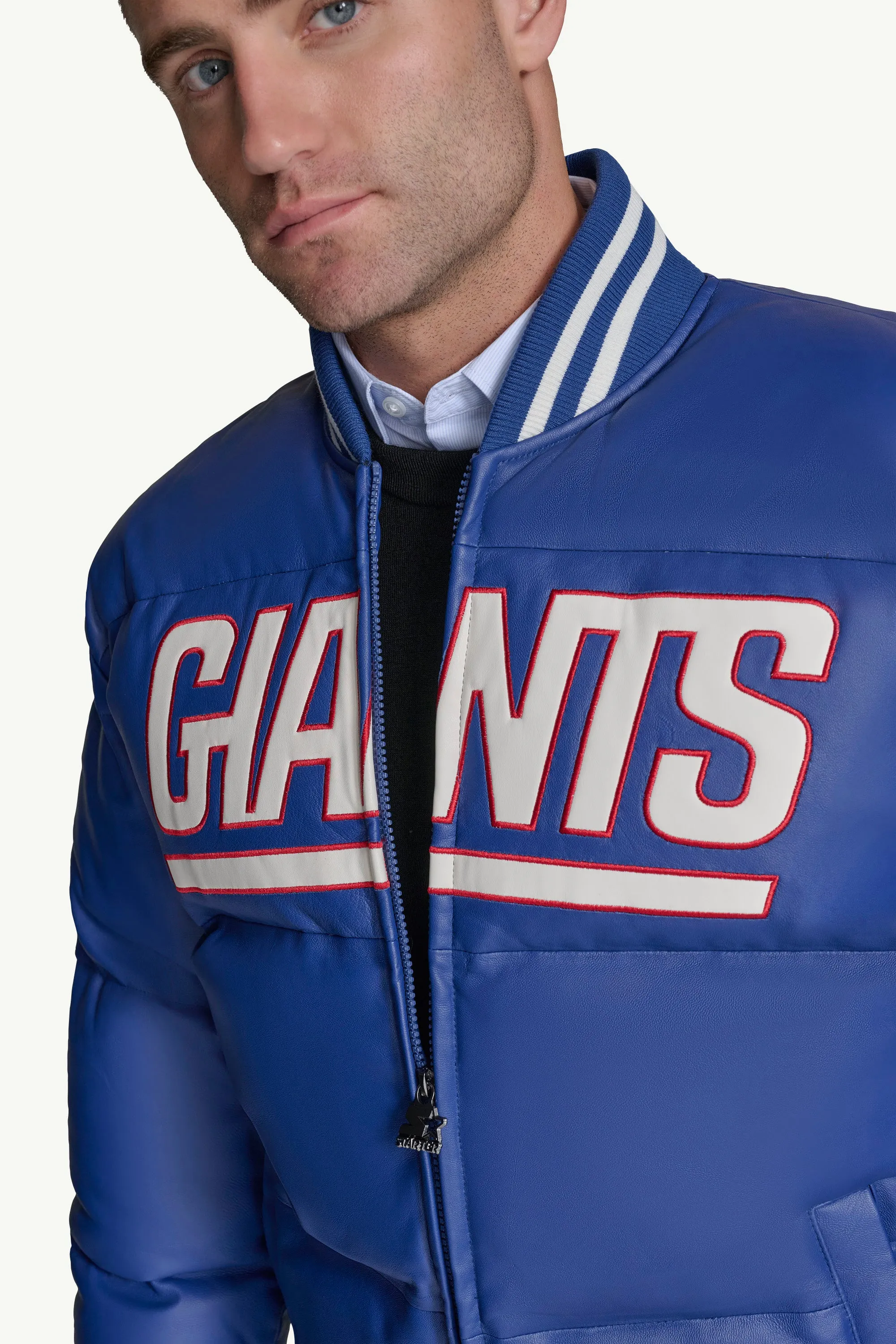 MENS NEW YORK GIANTS LEATHER PUFFER JACKET sold by Starter product image thumbnail 3