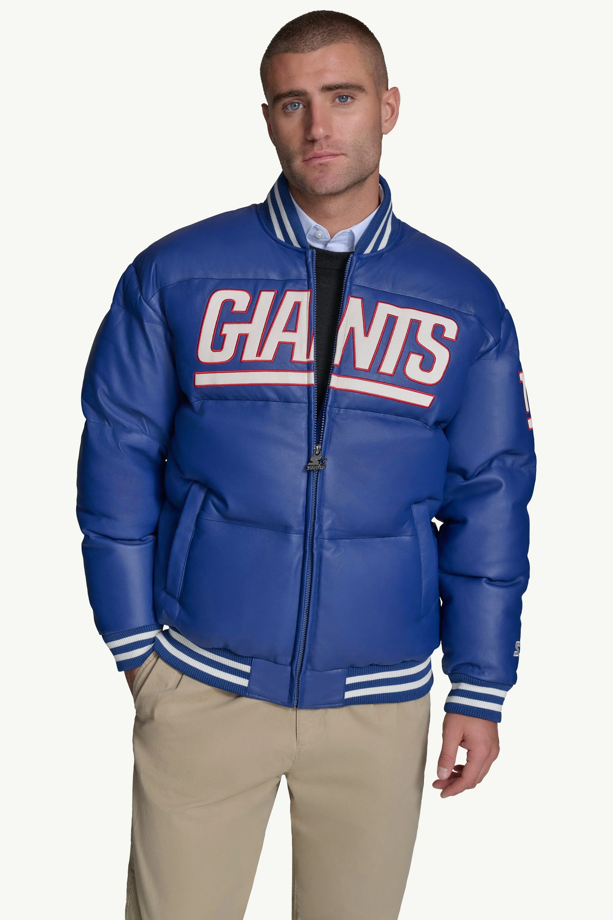 MENS NEW YORK GIANTS LEATHER PUFFER JACKET sold by Starter