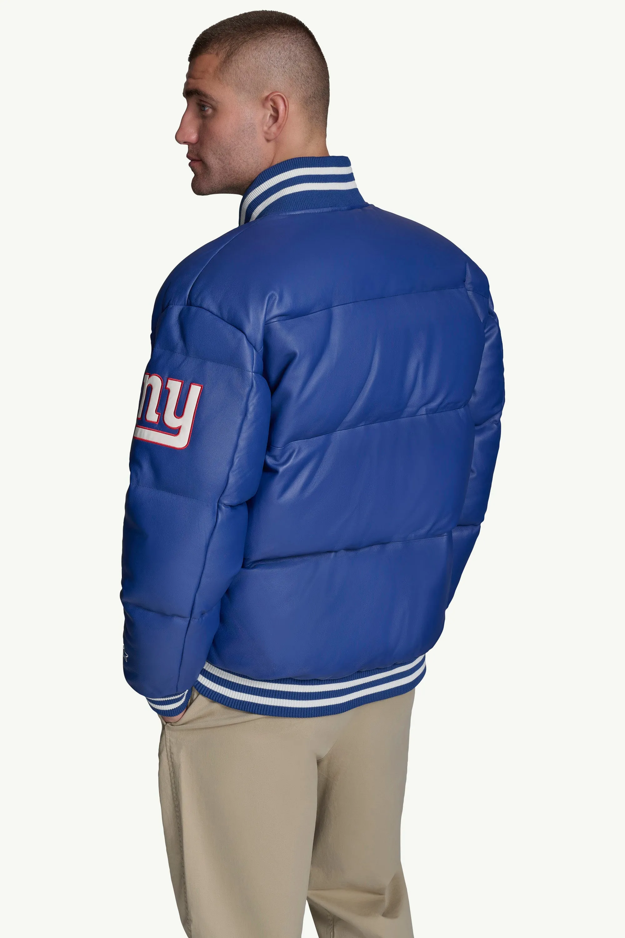 MENS NEW YORK GIANTS LEATHER PUFFER JACKET sold by Starter product image thumbnail 2