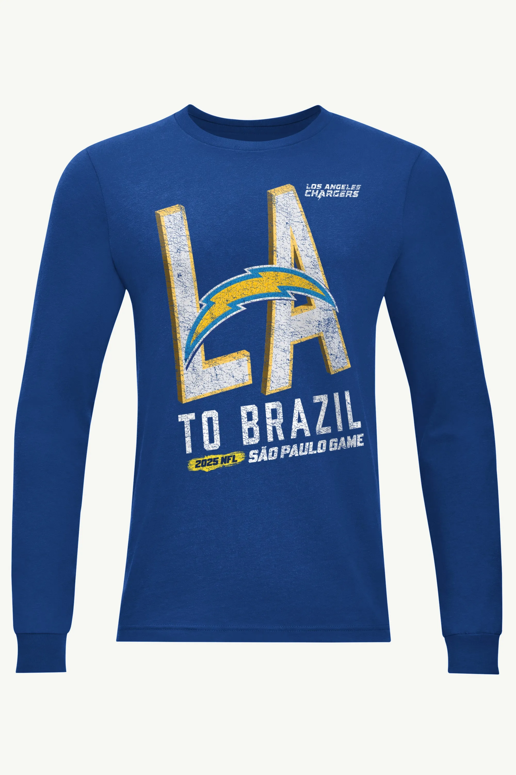 MENS LOS ANGELES CHARGERS TO BRAZIL LONG SLEEVE T SHIRT sold by Starter
