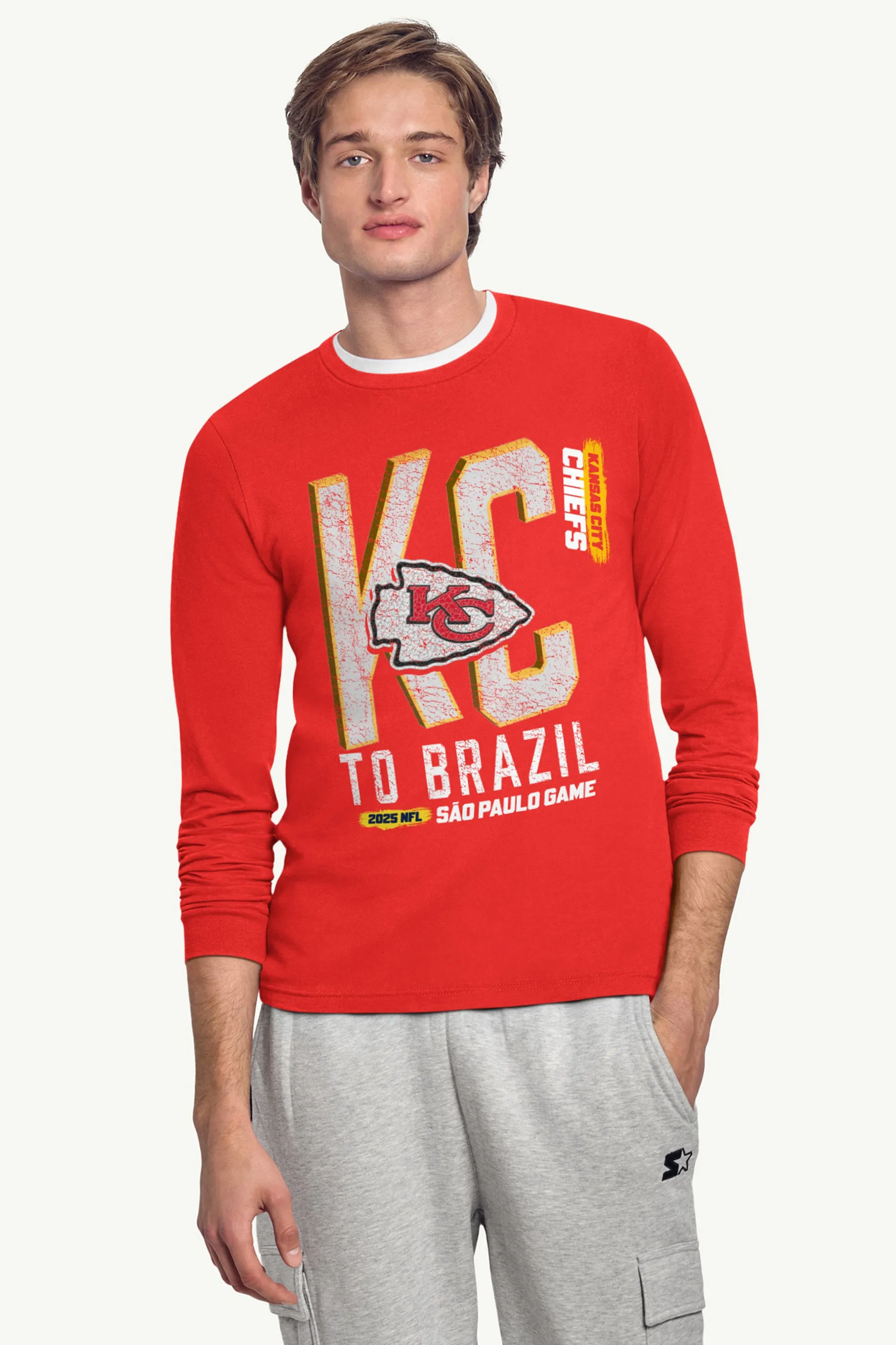 MENS KANSAS CITY CHIEFS TO BRAZIL WE GO LONG SLEEVE T SHIRT sold by Starter product image thumbnail 2