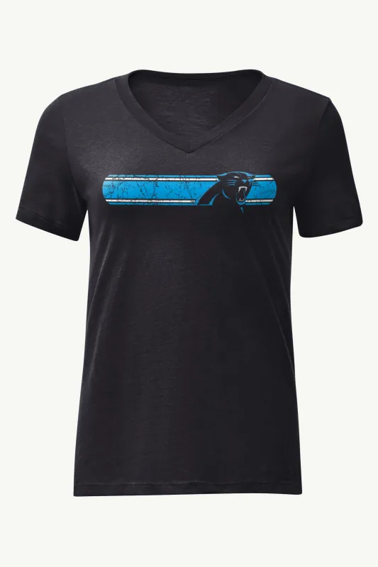 WOMENS CAROLINA PANTHERS STRIPE V-NECK T SHIRT sold by Starter