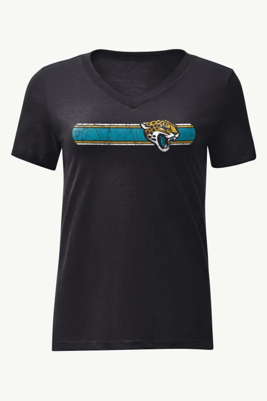WOMENS JACKSONVILLE JAGUARS STRIPE V-NECK T SHIRT sold by Starter