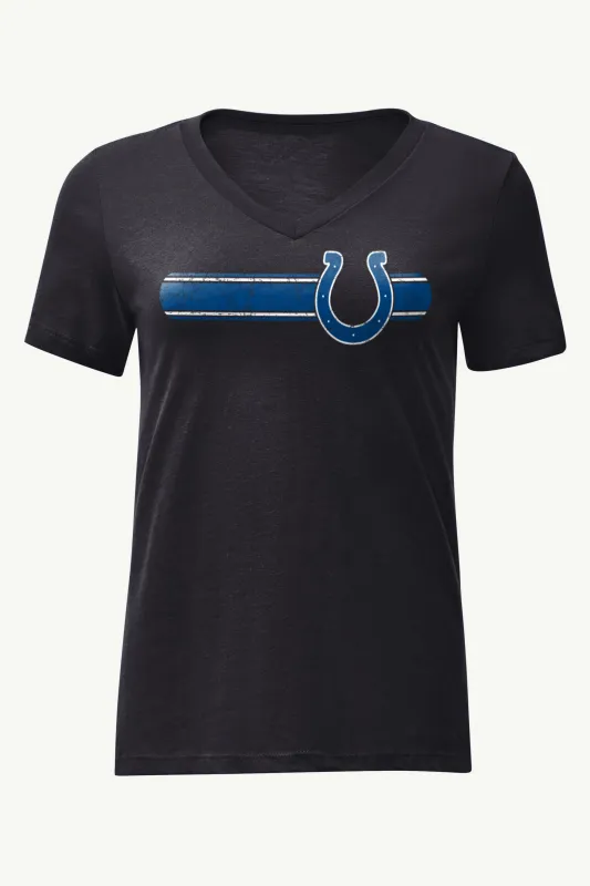 WOMENS INDIANAPOLIS COLTS STRIPE V-NECK T SHIRT sold by Starter