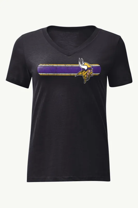 WOMENS MINNESOTA VIKINGS STRIPE V-NECK T SHIRT sold by Starter