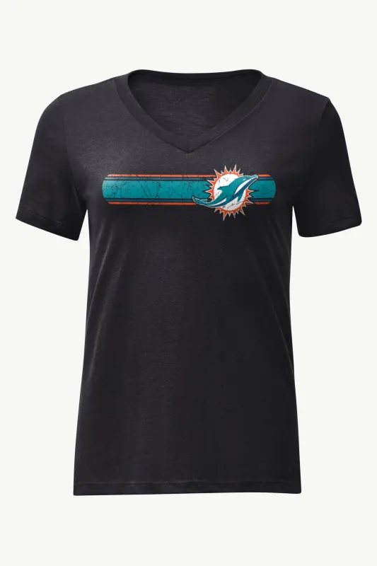 WOMENS MIAMI DOLPHINS STRIPE V-NECK T SHIRT sold by Starter